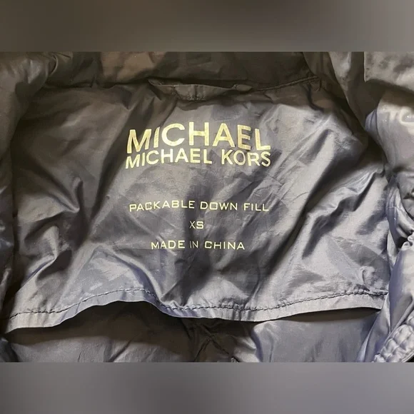Michael Kors Packable Down Fill Dark Blue Puffer Coat Long Winter Jacket Size XS - Picture 12 of 16